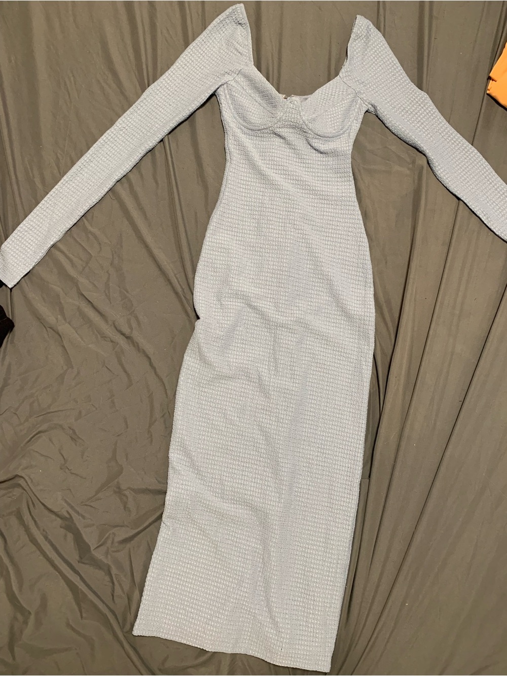 NWOT Long Sleeve Blue Waffle Knit Maxi Dress